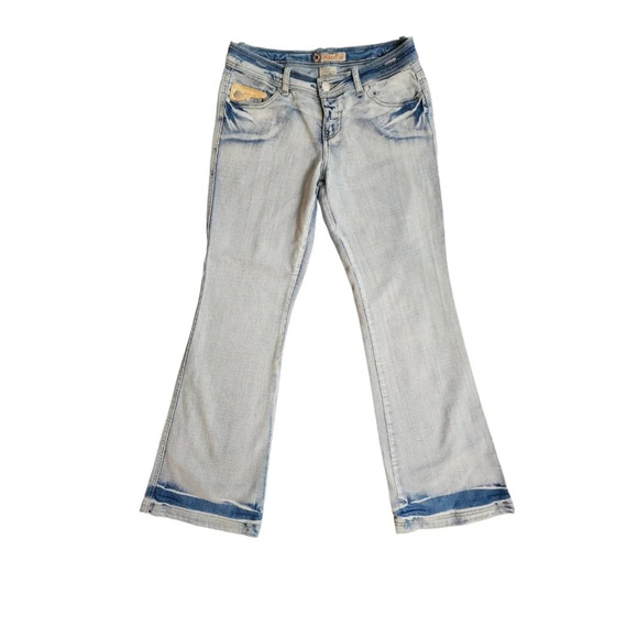 Vintage JouJou Y2K Retro 90's Flare Wide Leg Light Wash Size 9/10 Jeans Juniors - Picture 1 of 16